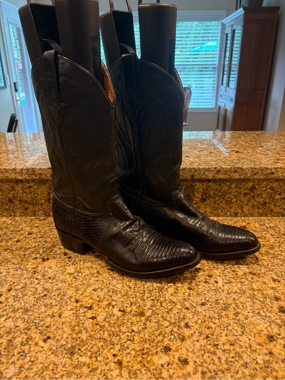 Resistol Ranch Men’s Handmade Black Leather Teju Cowboy Boots 11